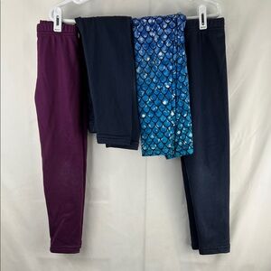Emma & Elsa -Girl’s Thick Pants - 4 Pack - Size 5/6 - Purple, Mermaid, Gray (x2)